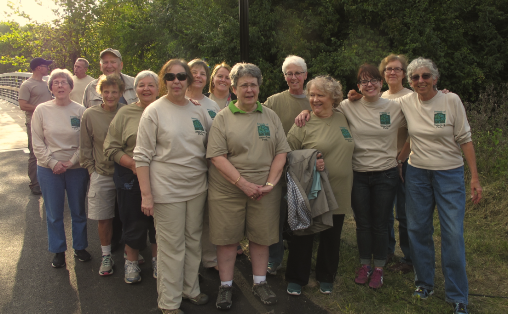 Members of Friends of Waterford Park gather for the Grand Opening of the Shared-Use Pathway. Project coordinator, Ginny Brace, is at far right.