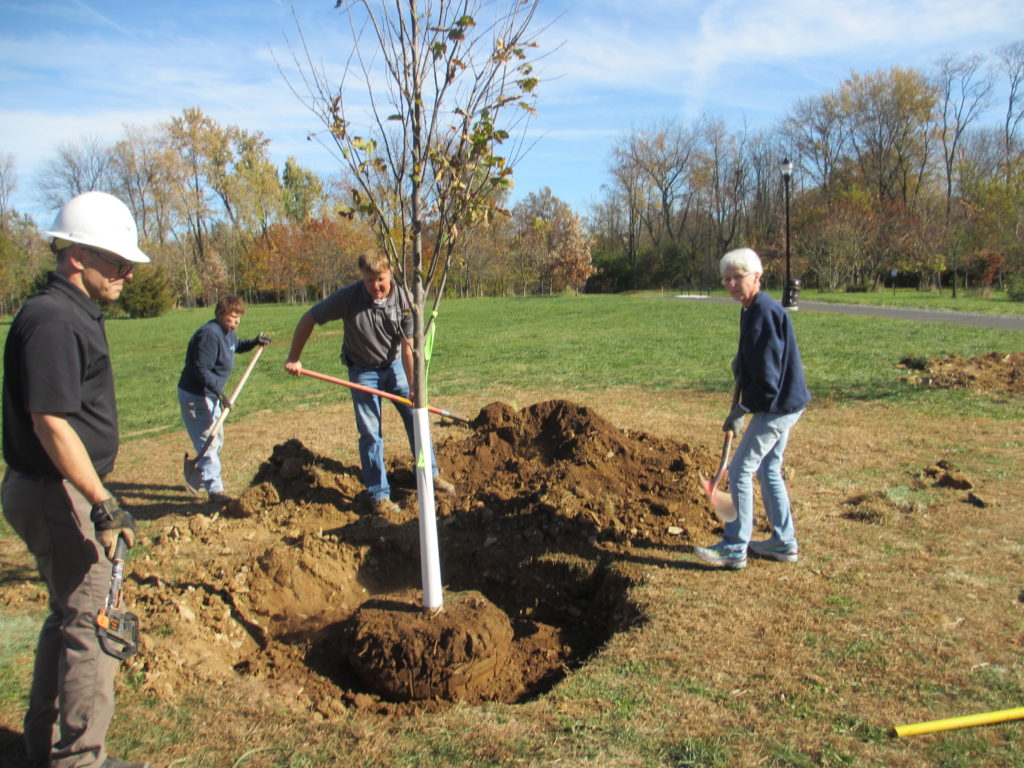 Kathy Soria and Fran Hostetler joined in with this demanding task. The new trees are: 2 Prairiefire crabapples and a Princeton elm.